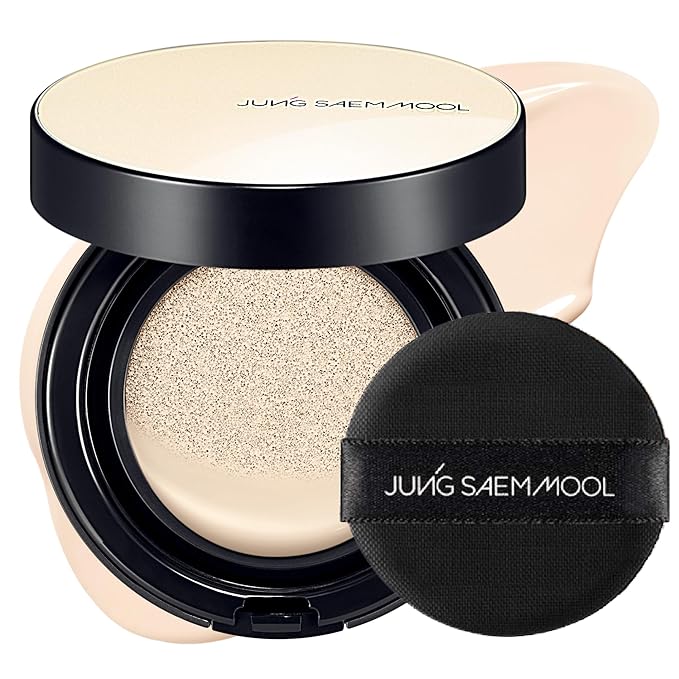 JUNG SAEM MOOL Essential Skin Nuder Cushion | Natural Finish, Buildable Coverage Cushion Foundation by Korean Makeup Artist (Refill Not Included, 0.49 Fl Oz), 10N Shell Cream