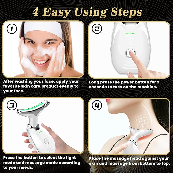 7 Color Face Massager, Portable Face Massager Tool, Based on LED, Thermal, Vibration Technology, Led Face and Neck Beauty Device for Home Use