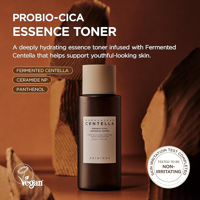 SKIN1004 Probio-Cica Essence Toner 7.10 fl.oz, 210ml, Korean Hydrating Face Toner with Fermented Centella Asiatica & 5 Types of Hyaluronic Acid, Soothing Facial Toner Essence, Daily Korean Skin Care
