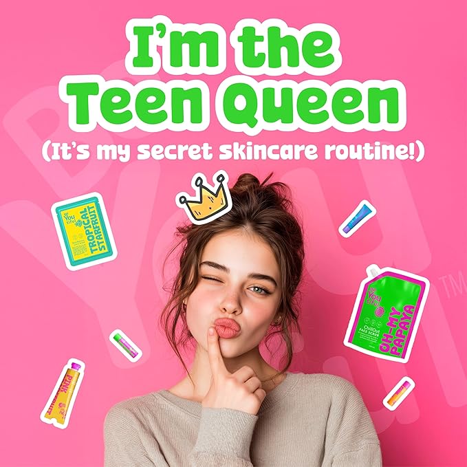 BeYoutiful Skincare Natural Lip Balm Set of 8 for Teens, Easter Basket Stuffers for Kids, Shea Butter & Vitamin E, 8 Fruity Flavors Gift Box for Kids Tweens Teens, Easter Gifts
