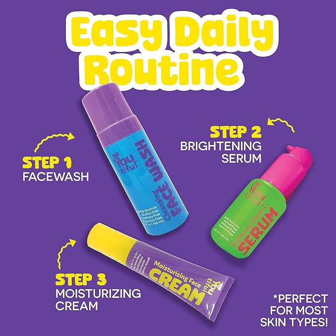 BeYOUtiful Face Moisturizer, Kids Easter Basket Stuffers, Preppy Skin Care for Tweens and Kids, Hydrating Face Cream for Dry Skin, Girls and Boys, 1.69 fl oz