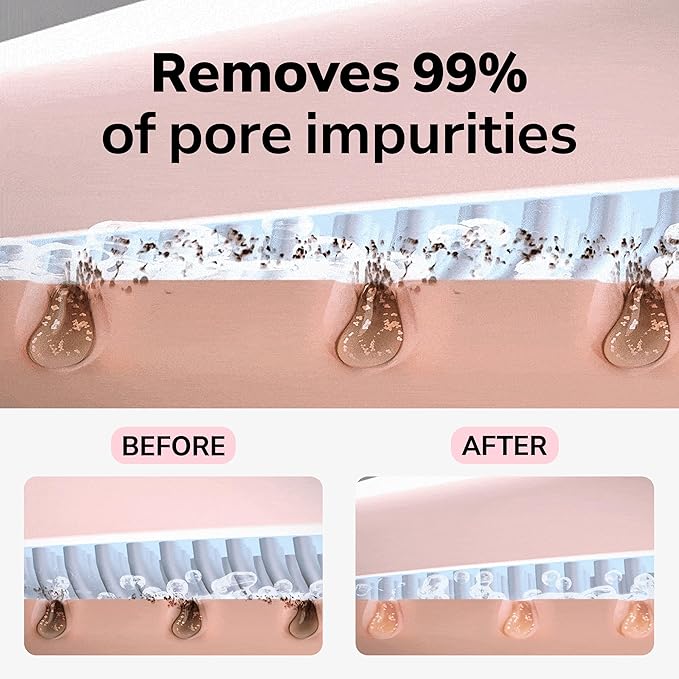 Wave Facial Sonic Cleanser | Deep Cleansing, Pore & Blackhead Care, 3 Modes, Replacable Head, 40,000 Cavitation Micro Vibrations, Waterproof Level IPX8, C-Type Charge, Korean Skincare (Pink)