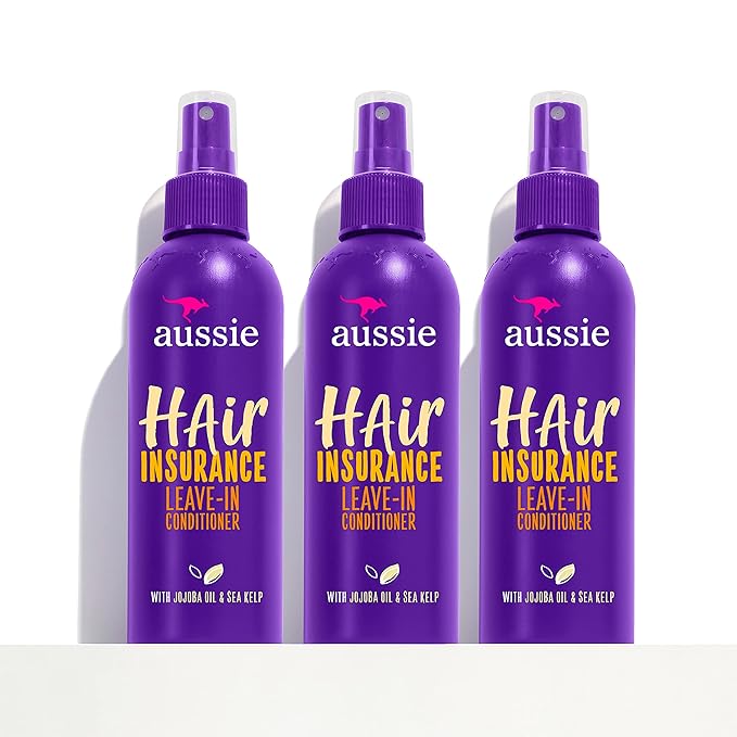 Aussie Hair Insurance Leave-In Conditioner Spray,Frizz Control,Softening with Jojoba & Sea Kelp,Moisturizing Treatment for All Hair Types,Juicy Citrus,8 Fl Oz Each,(Pack of 6)