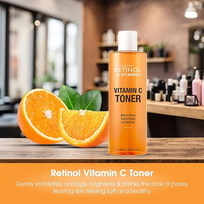 LIVAURA Retinol + Vitamin C Face Toner for Brightening & Anti-Aging – Hydrating Toner to Reduce Fine Lines & Dark Spots – Suitable for All Skin Types – 200 mL