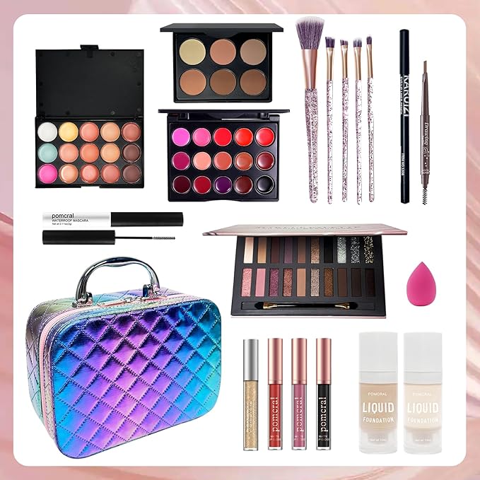 Travel Makeup Kit, Makeup Sets For Women, Makeup Kit For Girls 10-12, Kids Makeup Sets For Girl 5-8,Makeup Gifts For Girls Beginners,Teens