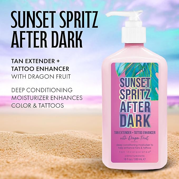 Brown Sugar After Dark Sunset Spritz Tan Extender & Tattoo Enhancer, Dragon Fruit with Biotanning Carrot Oil & Shea Butter, 18 Fl Oz