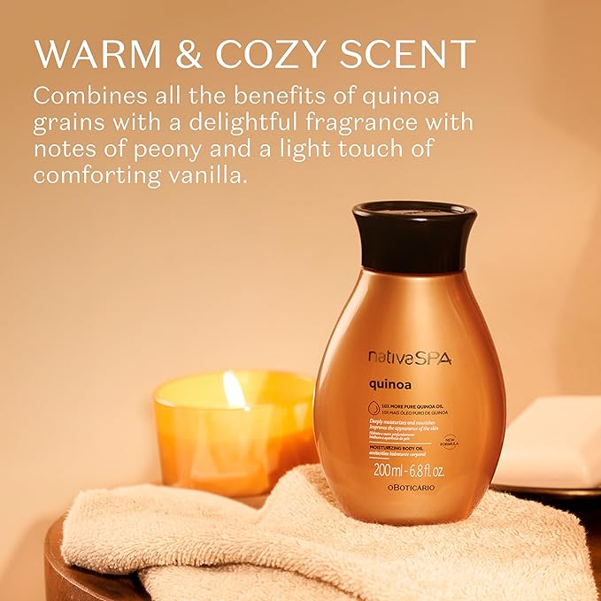 Nativa SPA by O Boticario Quinoa Hydrating Body Oil, Soft and Healthy Skin, 6.8 oz. (200 ml)