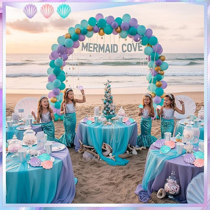Meanplan 12 Pcs Mermaid Party Favors Shell Hair Brush with Mirror Foldable Mini Travel Pocket Hair Brush Compact Makeup Comb for Women Girls Valentines Day Birthday Gifts(3 Colors)