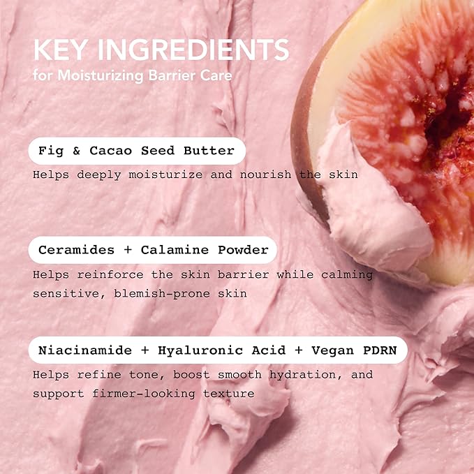 Whipped Korean Skincare Face Wash, Doubles as a Face Mask, Fig Butter, Barrier Care, Hydrating Face Cleanser for All Skin Types, Niacinamide, Hyaluronic Acid, Ceramide