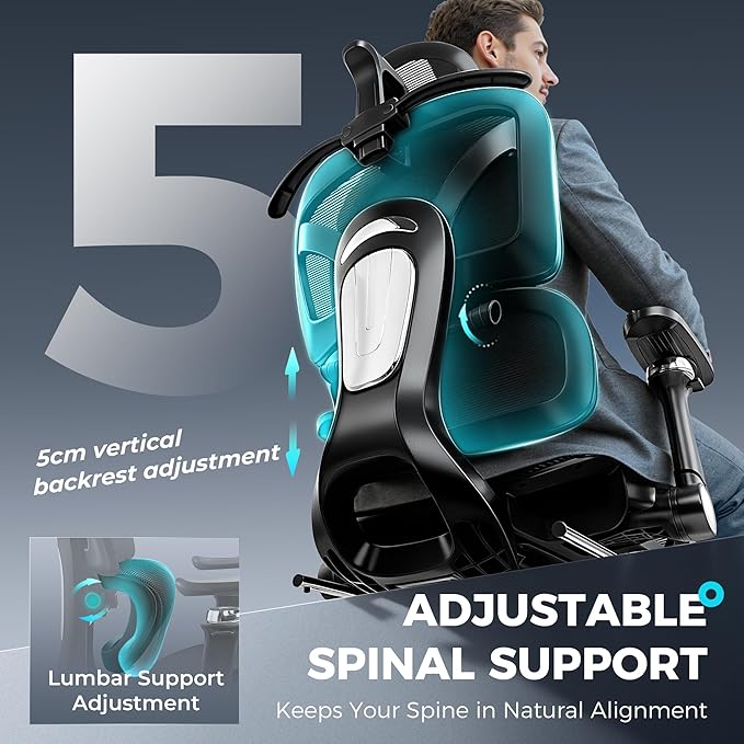 Ergonomic Office Chair with Footrest, Big and Tall Home Desk Chair, High Back Rolling Computer Chair with 5D Flip-Up Arms and Lumbar Support, Comfy Gaming Chair, Black-8 Pack