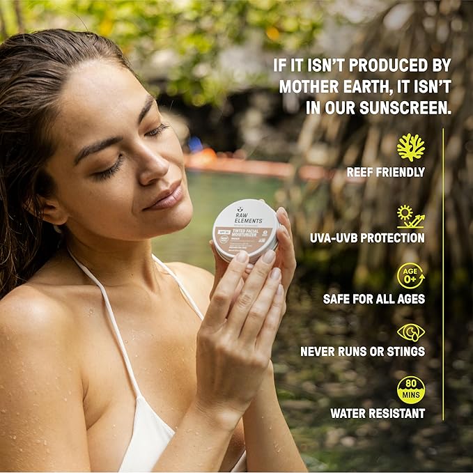 Raw Element Ultra-Moisturizing Tinted Face Cream, Non Toxic Mineral Face Sunscreen, Daily Tinted Moisturizer, Non-Nano Zinc Oxide, Reef Friendly, All Ages, SPF 30, 1.8 oz, Pearly Sand, Pack of 1