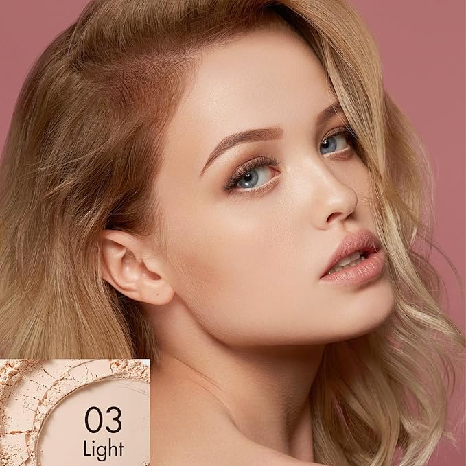 2 IN 1 Powder Sunscreen For Face【SPF 35】【Oil Control】【Lightweight】Matte Finish Mineral Sunscreen Setting Powder For All Skin, 03-Light