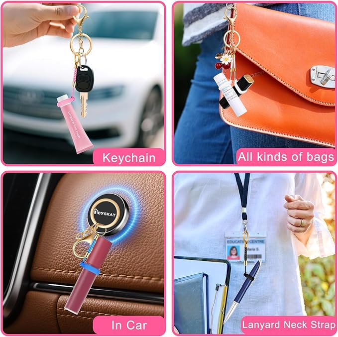 HEYSKAY Lip Balm Holder, Lipgloss Holder Keychain Cap Compatible with Chapstick,Summer Fridays,NIVEA,Stocking Stuffers Gifts