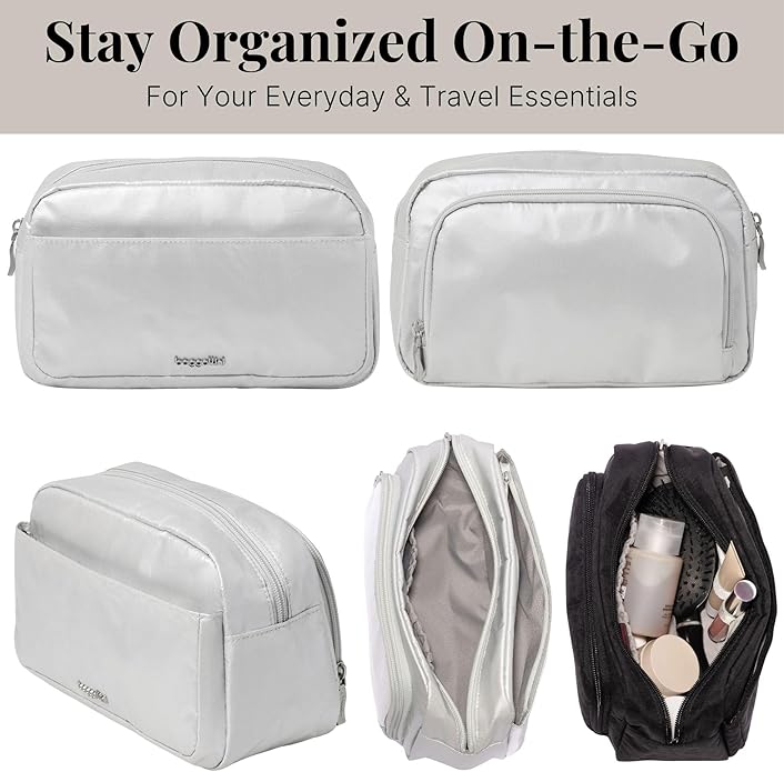 Pocket Cosmetic with Brush Organization - Lightweight 9.4”x5.5”x3.5” Makeup Bag - Travel Essentials Makeup Organizer