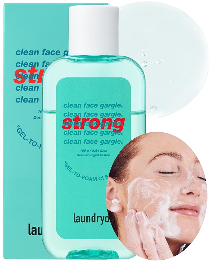 Gel-to-Foam Facial Cleanser Strong | Exfoliating PHA Cleanser with Centella & Heartleaf | Deep Pore Face Wash for Oily & Acne-Prone Skin | Korean Skin Care (5.64 fl oz)