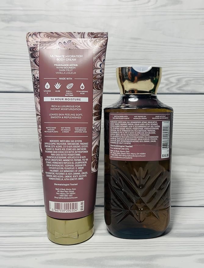 Bath & Body Works Cozy Vanilla Bourbon Ultimate Hydration Body Cream and Body Gel Wash 2 Piece Set