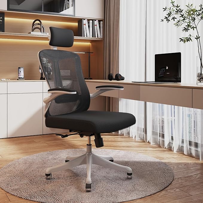 Office Chair Desk Chair, Ergonomic Mesh Computer Chair with 90-130° Recline & 360° Smooth-Rolling Casters, Lumbar Support Task Chair for Home Office, Comfortable for Women, Teens(B-Black)