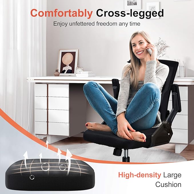 GTPLAYER Ergonomic Office Chair with Flip-up Armrests Executive Computer Chair for Home Office, Breathable Mesh & Comfy Lumbar Support, Pack of 2, Black