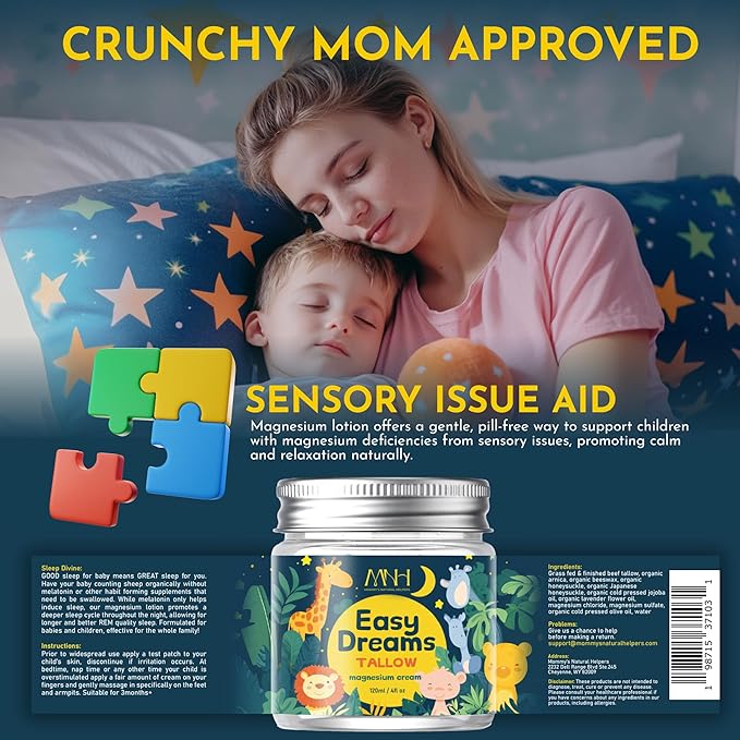 Magnesium Lotion for Kids, Tallow Based Magnesium Lotion For Sleep, Lavender Scented | No Melatonin Sleep Aid | Arnica Cream, Eczema Cream for Kids, Sudocrem | Organic, Made in America, 2 Month Supply
