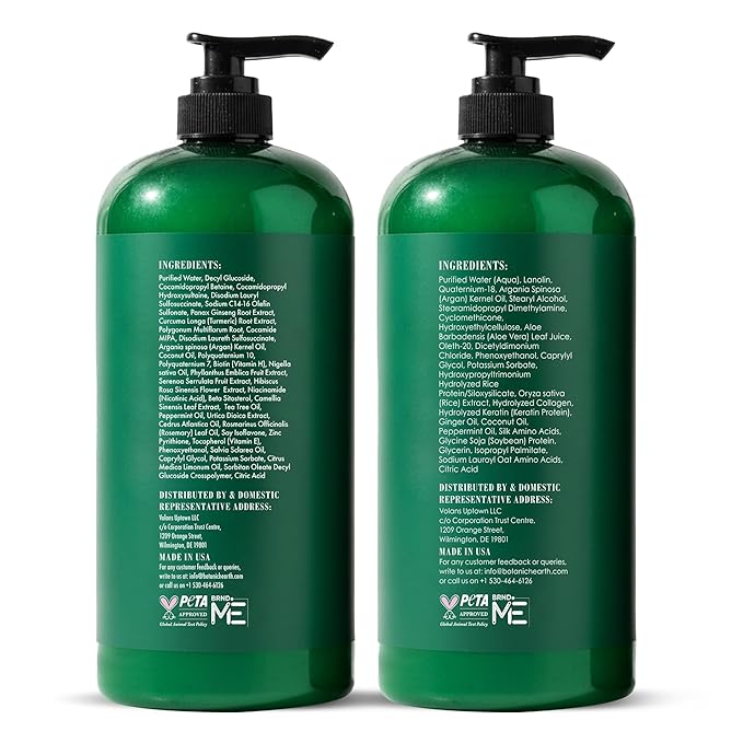 Botanic Hearth Peppermint Oil Shampoo And Conditioner Set | Hair Blooming Formula With Keratin | Fights Hair Loss | Sulfate Free For Men And Women | 16 Fl Oz X 2