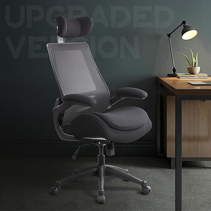 BOLISS 400lbs High Back Ergonomic Mesh Computer Office Desk Chair with Super Soft Adjustable Arms Molded Foam Double Seat Cushion Lumbar Support(Black)