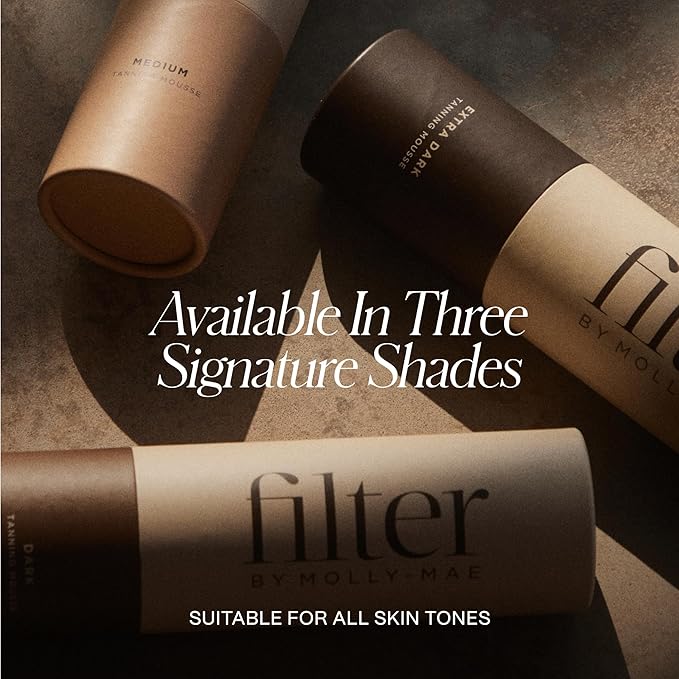 Filter by Molly-Mae Self Tanner Mousse | Extra Dark Shade | Streak-Free, Fast-Developing & Hydrating Sunless Tan | Deep, Ultra Dark Bronzing Glow | Vegan & Cruelty Free Face & Body Tanner | 6.7 fl oz