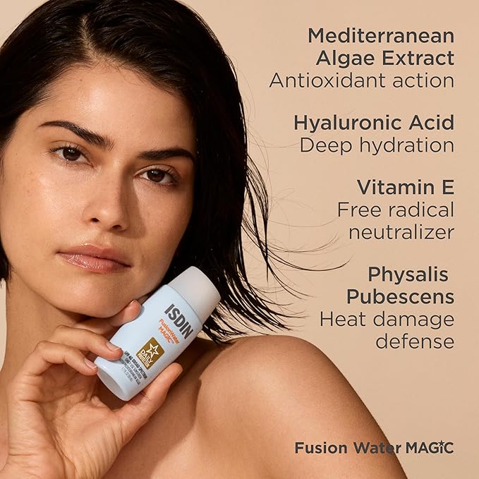 ISDIN Fusion Water MAGIC SPF 40 (1.7 Fl Oz) | Ultralight Sunscreen For Face with Hyaluronic Acid and Vitamin E | Broad Spectrum | Daily Use