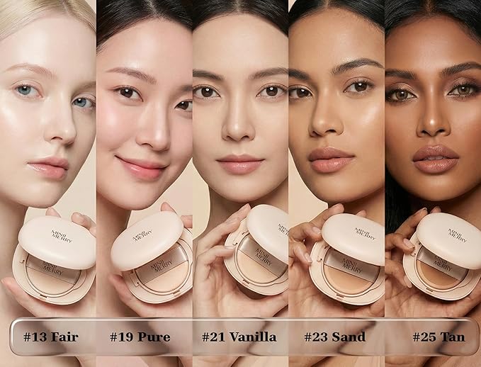 Minimerry Long Wear Cushion Foundation #23 SAND 13 g / 0.45 oz, Matte Finish Korean Makeup, Full Coverage & Semi Matte, 5 Shades for All Skin Tones