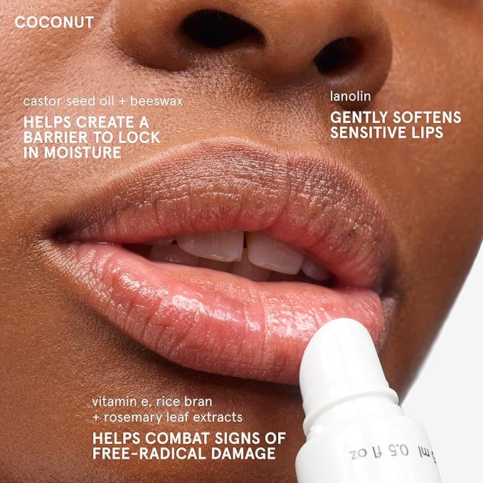 Glossier Balm Dotcom Hydrating Lip Balm - Universal Salve, Up to 12Hr Moisture - Lanolin, Beeswax & Castor Oil for Dry Lips, Cuticles & Skin - Coconut, Clear Untinted, 15ml