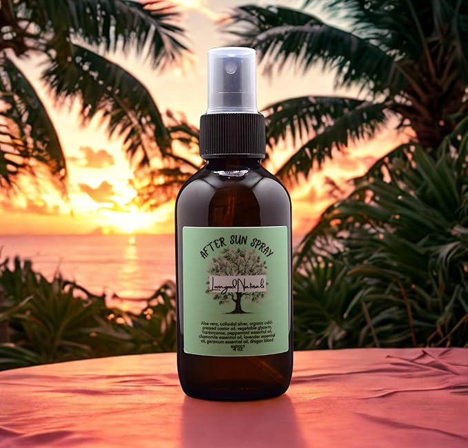 After Sun Spray Soothing Botanical Mist with Aloe Vera, Dragon Blood, & Essential Oils – Cooling Relief After Sun Exposure – 4 oz