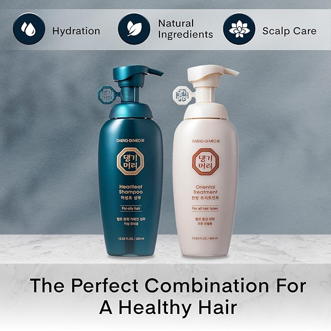 Daeng Gi Meo Ri Hair Loss Care Set - Shampoo for Oily Hair + Treatment for All Hair Types, 13.5 FL. OZ. Each