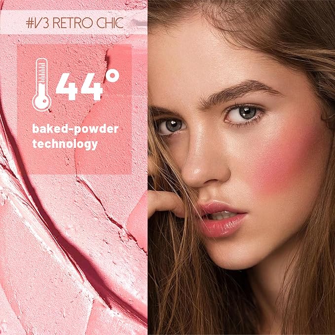 Multi Texture Heart Blush Cream, Liquid, Powder & Jelly Blushl for Cheeks,Beauty-Matte & Natural Finish Cheek Tint & Blush Palette (V3 Retro Chic)