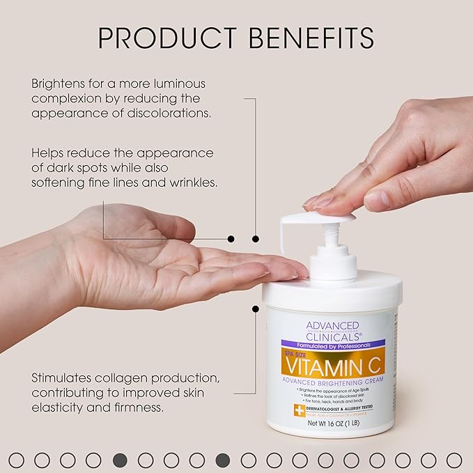 Advanced Clinicals Vitamin C Brightening Cream + Vitamin C Glow Facial Toner Set