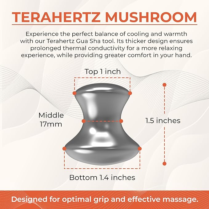 TeraRX® Terahertz Stone Gua Sha & Massage Tools – Authentic Terahertz Tools for Lymphatic Drainage, Tension Relief, and Facial Relaxation (Mushroom Gua Sha)
