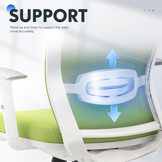 FLEXISPOT Ergonomic Office Chair Mesh Back Computer Chair Home Office Desk Chairs with Adjustable Lumbar Support/2D Headrest/Reliable Base, Elastic Foam Seat, Green, OC3 Cloud