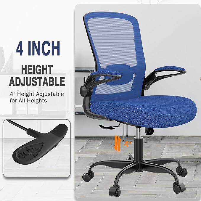 Mimoglad Office Chair, Ergonomic Desk Chair with Adjustable Lumbar Support, High Back Mesh Computer Chair with Flip-up Armrests-Task Chairs, Executive Chair for Home Office