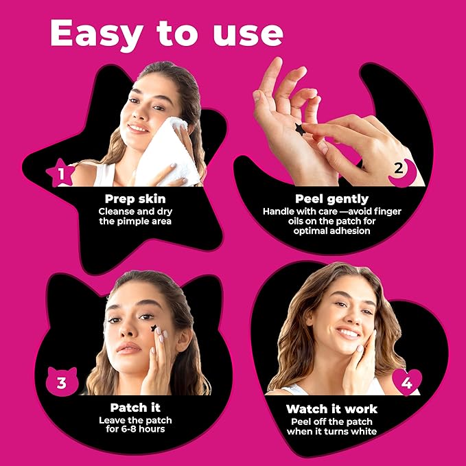 Pimple Patches for Face Cute (Moon, Star, Cats, Heart), Zit Patches Star Sticker