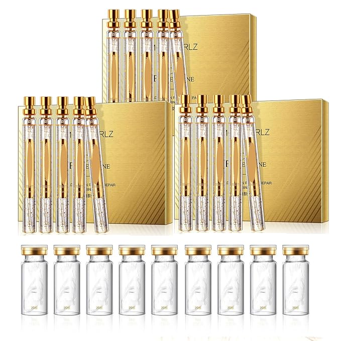 Soluble Protein Thread Lifting Set, Nano Gold Essence & Absorbable Collagen Silk Peptide Threads for Face, Hydrating & Firming Skin Care Kit, Reduces Appearance of Fine Lines Wrinkles