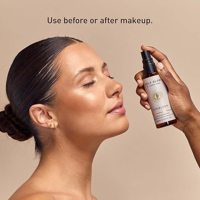 Self Glow by James Read - Sunblush Hydrating Tan Mist with Rosewater | Gradual Tanner to Plump + Tone | Lightweight, Buildable | Non-Allergen Fragrance, Non-Drying Alcohol (100mL | 3.4 fl oz)