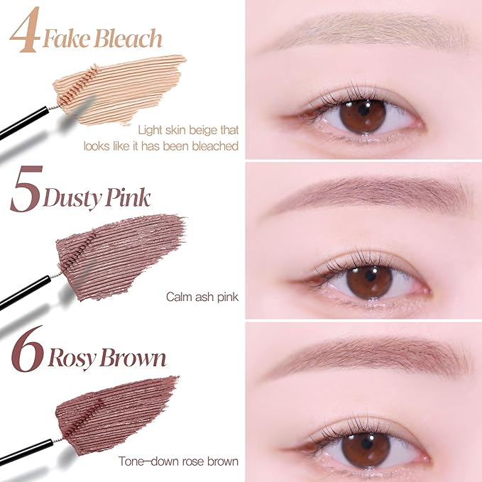 Espoir The Brow Color Fixing Cara #5 Dusty Pink | Easy Fixing without Clumping with Skinny Brush, Long-Lasting & Smudge-proof Eyebrow Mascara, Soft Mood Coloring Tinted Gel, Korean Makeup, 0.1 Fl Oz.
