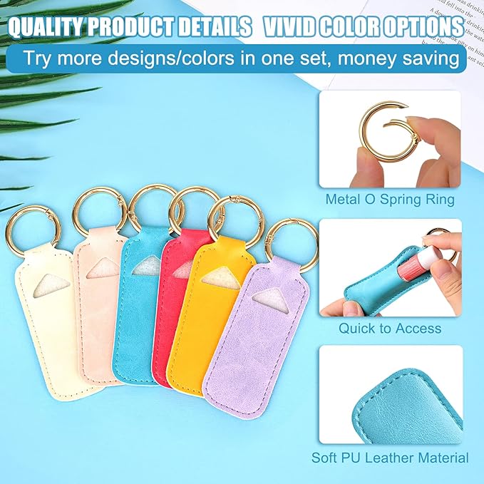 WK IEASON Lip Balm Holder for Chapstick Lipstick Sleeve Keychain,Small Christmas Gifts Stocking Stuffers for Teen Girls Women