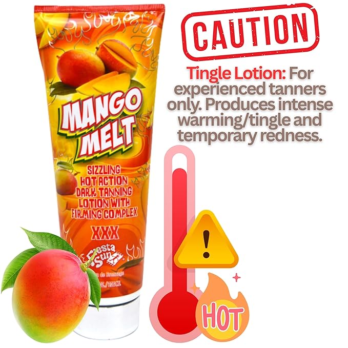 Mango Melt Sizzling Hot Action Dark Tanning Lotion, 8 fl oz, For Indoor or Outdoor Sunning
