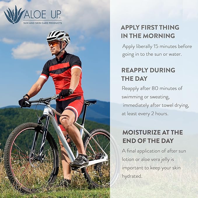 Aloe Up Sport Sunscreen Body Lotion SPF 30 – Broad Spectrum Sunblock with Hydrating Aloe Vera Gel – Non Greasy, No White Cast, Reef Friendly, Fragrance Free –