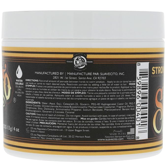 Suavecito Pomade Firme (Strong) Hold 4 oz, 2 Pack - Strong Hold Hair Pomade For Men - Medium Shine Water Based Wax Like Flake Free Hair Gel - Easy To Wash Out - All Day Hold For All Hair Styles