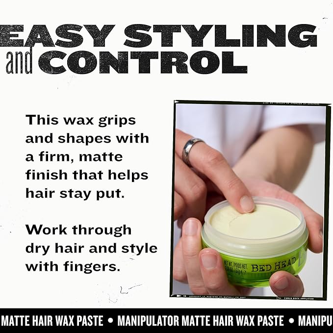 TIGI Bed Head Hair Wax, Manipulator Matte 2-Pack – Strong Hold Wax to Paste, Hair Styling Products for Women and Men, Tropical Fruit Fragrance, 2.01 Oz Ea