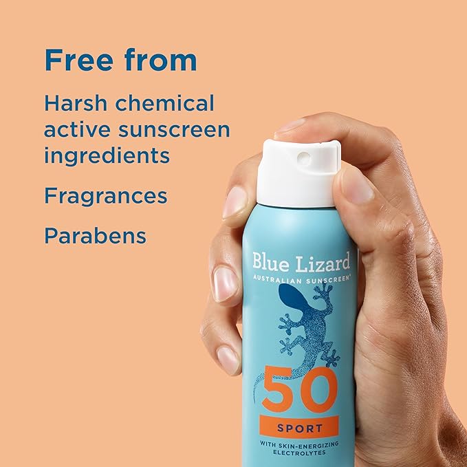 BLUE LIZARD Mineral Sunscreen Spray, SPF 50+ | Water-Resistant | Zinc Oxide Formula | 5 fl oz Pack of 2 | Vegan