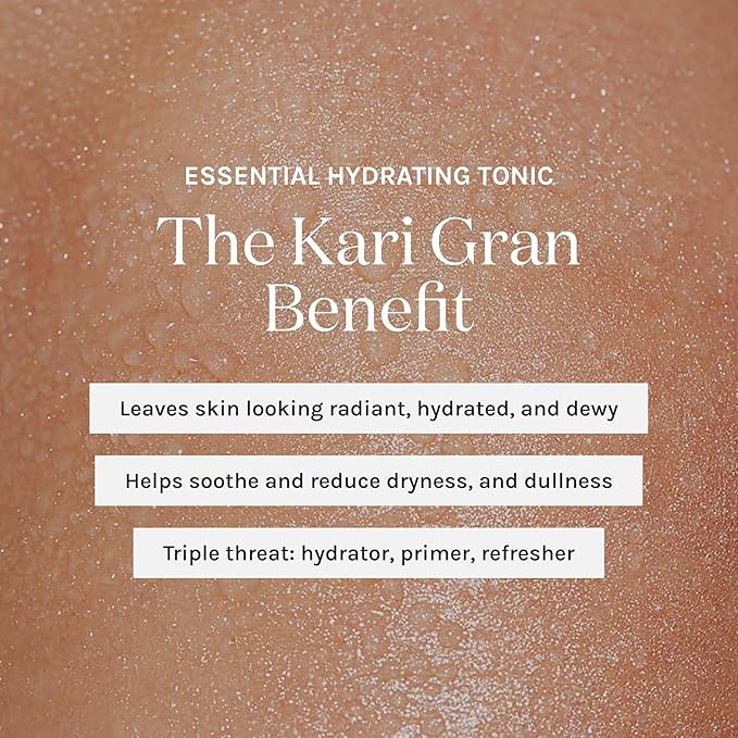 Kari Gran Essential Hydrating Tonic – 3-in-1 Facial Mist to Hydrate, Tone & Soothe – Alcohol-Free Hydrosol Spray for Radiant, Dewy Skin (Lavender, 3.4 Fl. Oz)