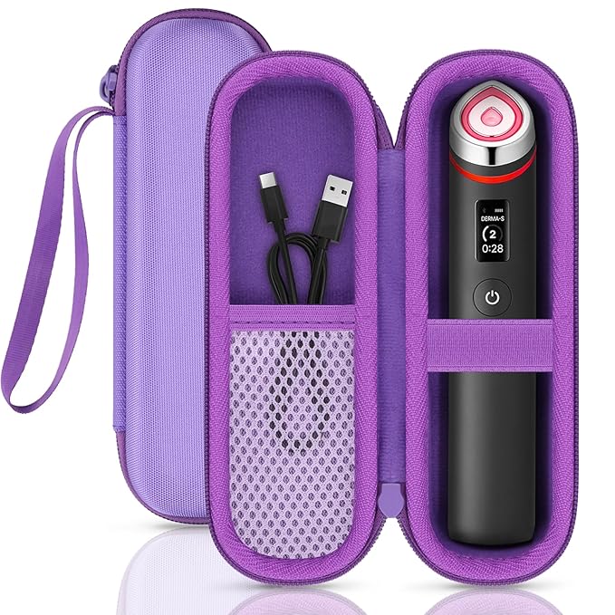 for medicube Booster Pro 6-in-1 Real Glass Glow Beauty Massager Protective Hard Case, Travel Storage Organizer for Women, Shockproof & Water-Resistant EVA Shell, Purple - co2CREA
