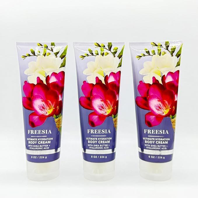 Bath & Body Works Freesia 8-Ounce Ultimate Hydration Body Cream 3-Piece Set