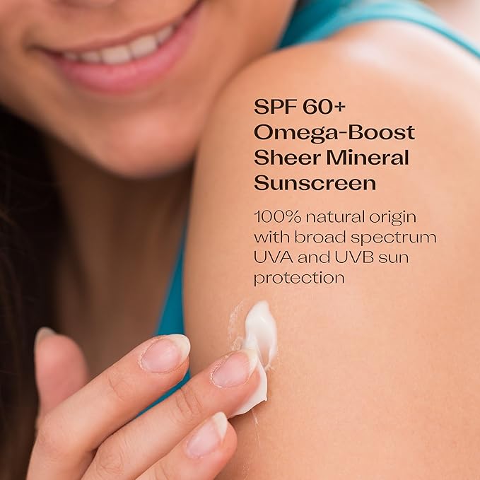 Trilogy SPF 60+ Omega-Boost Sunscreen, Natural, Broad Spectrum Protection for Daily Use with Rosehip Oil, 2.5 fl oz